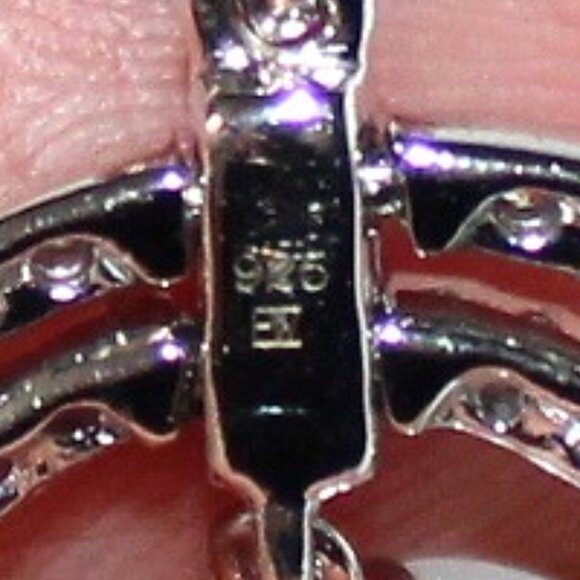 Sterling Silver Cultured Pearl Cubic Zirconia Circles Necklace - Picture 6 of 7